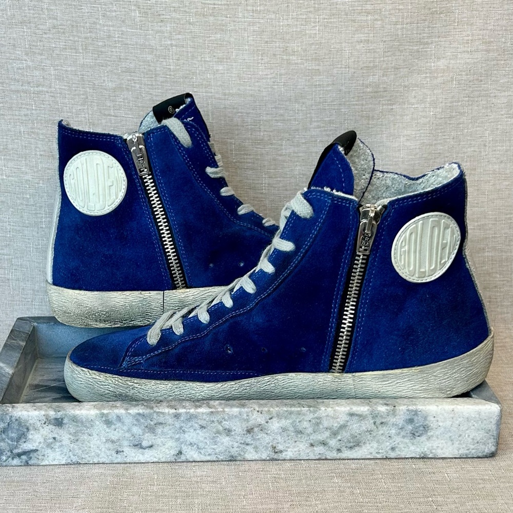 Golden Goose Francy High-Top Sneakers – Cobalt Blue Suede Like New EU 39/US 8.5 - Picture 10 of 11